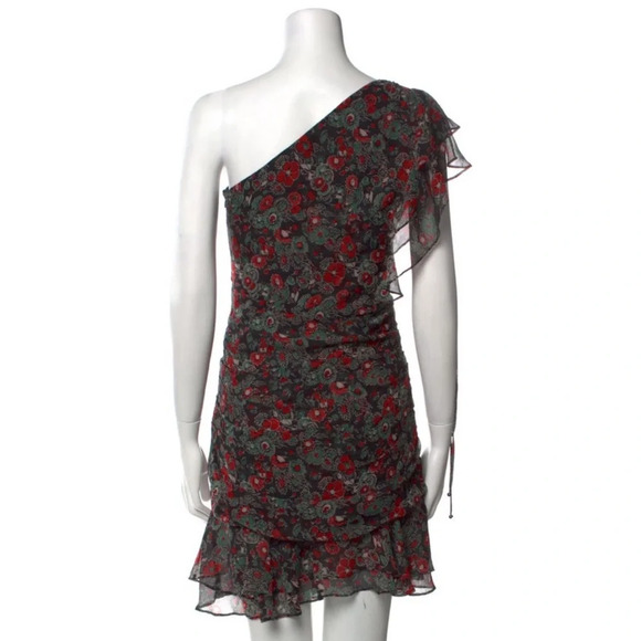 Veronica Beard One-Shoulder Floral Silk Mini Dress - Picture 10 of 12